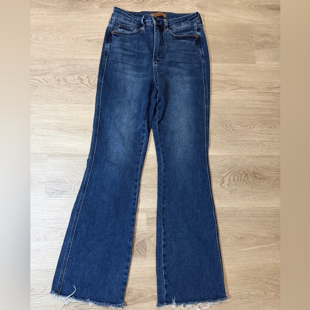 Judy Blue Indigo-Flare High-Rise Wide Leg Jeans - Picture 2 of 9